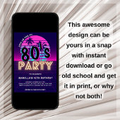 レトロ80ズディスコパーティー誕生日招待状 招待状