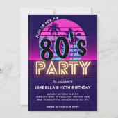 レトロ80ズディスコパーティー誕生日招待状 招待状 (正面)
