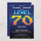 レトロ80代おもしろい70歳の誕生日パーティー 招待状 (正面/裏面)