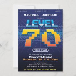 レトロ80代おもしろい70歳の誕生日パーティー 招待状