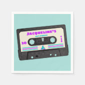 レトロ80代パープルミックステープ30歳の誕生日パーティー スタンダードカクテルナプキン (正面)