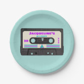 レトロ80代パープルミックステープ30歳の誕生日パーティー ペーパープレート (正面)