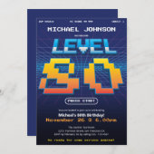 レトロ80年代おもしろい80th誕生日パーティー 招待状 (正面/裏面)