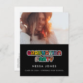 レトロ80年代のカラフル卒業パーティー写真 ポストカード (正面/裏面)