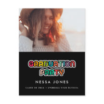 レトロ80年代のカラフル卒業パーティー写真