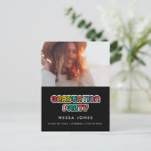 レトロ80年代のカラフル卒業パーティー写真 ポストカード (スタンド正面)