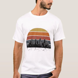 レトロ80年代のシティスカイラインサンセットビンテージシティスケープT- Tシャツ