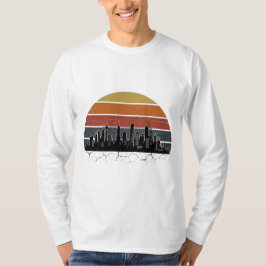 レトロ80年代のシティスカイラインサンセットビンテージシティスケープT- Tシャツ