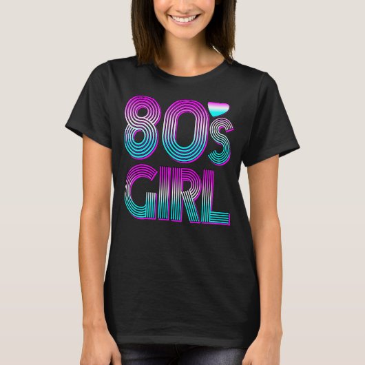 レトロ80年代の女の子1980年代の1980年代の女性 Tシャツ (正面)