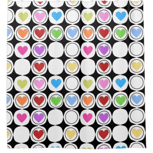 レトロ80年代の幾何はっきりしたハート シャワーカーテン (正面)