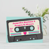 レトロ80年代の音楽ミックステープ日付を保存 招待状 (スタンド正面)