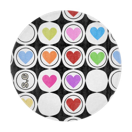 レトロ80年代はっきりした幾何学模様 カッティングボード (正面)