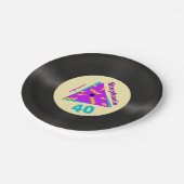 レトロ80年代をテーマにした40歳の誕生日パーティーフェイク記録 ペーパープレート (アングル)