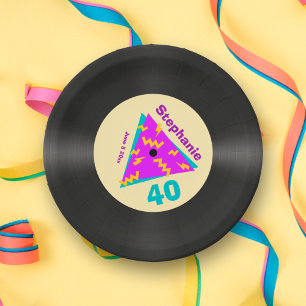 レトロ80年代をテーマにした40歳の誕生日パーティーフェイク記録 ペーパープレート