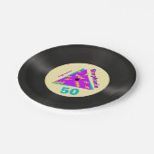 レトロ80年代をテーマにした50歳の誕生日パーティーフェイク記録 ペーパープレート (アングル)