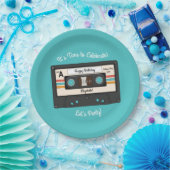 レトロ80年代カセットテープ音楽誕生会 ペーパープレート (パーティー)