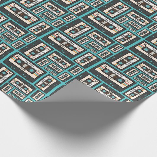 レトロ80年代カセットテープ音楽誕生会 ラッピングペーパー (角)