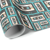 レトロ80年代カセットテープ音楽誕生会 ラッピングペーパー (ロールコーナー)