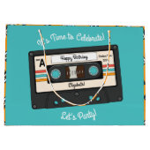 レトロ80年代カセットテープ音楽誕生会 ラージペーパーバッグ (裏面)