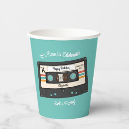 レトロ80年代カセットテープ音楽誕生会 紙コップ