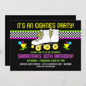 レトロ80年代スケートパーティー誕生日招待状 招待状 (正面/裏面)