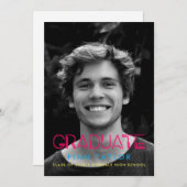 レトロ80年代ネオンライト写真卒業 案内状 (正面/裏面)