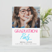 レトロ80年代ネオンライト卒業パーティー写真 案内状 (スタンド正面)