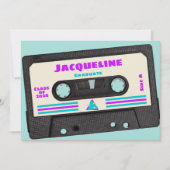 レトロ80年代パープルミックステープ2025卒業 案内状 (正面)