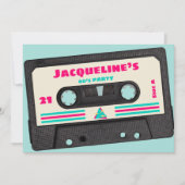 レトロ80年代ミックステープ21歳の誕生日パーティー 招待状 (正面)