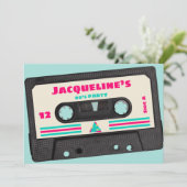 レトロ80年代ミュージックミックステープ12th誕生日パーティー 招待状 (スタンド正面)