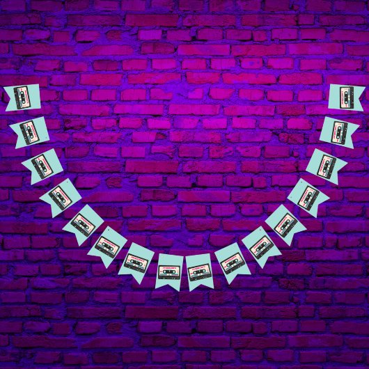 レトロ80年代ミュージックミックステープ50th誕生日パーティー バンティングフラッグ