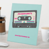 レトロ80年代ミュージックミックステープ50th誕生日パーティー 台座サイン (インサイチュ)