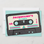 レトロ80年代ミュージックミックステープ50th誕生日パーティー 招待状 (正面)