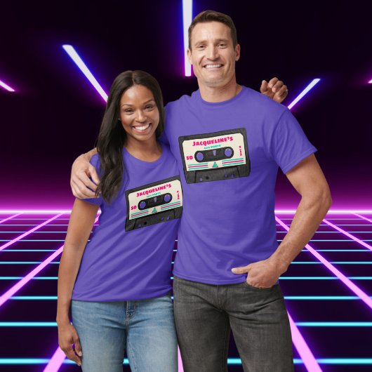 レトロ80年代ミュージックミックステープ50th誕生日パーティー tシャツ