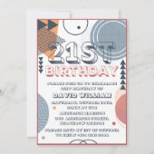 レトロ80年代鮮やかな大胆な21歳の誕生日 招待状 (正面)