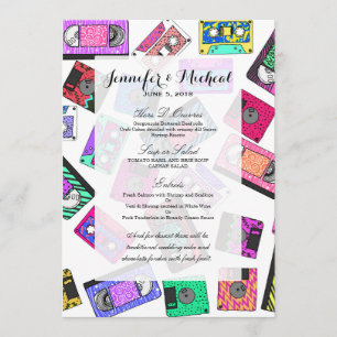 レトロ80年代90年代のネオンカセットテパターン（の模様が）あるープ メニュー