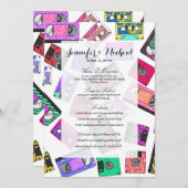 レトロ80年代90年代のネオンカセットテパターン(の模様が)あるープ メニュー (正面/裏面)