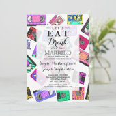 レトロ80年代90年代のネオンカセットテパターン（の模様が）あるープ 招待状 (スタンド正面)