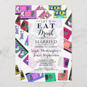 レトロ80年代90年代のネオンカセットテパターン（の模様が）あるープ 招待状 (正面/裏面)