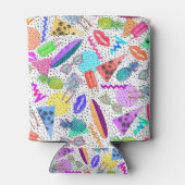 レトロ80年代90年代の夏のビーチコラージュ 缶クーラー (裏面)