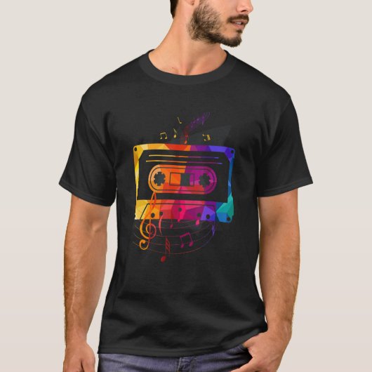 レトロ80年代90年代の音楽ノートカセットテープMixtapes Tシャツ (正面)