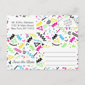 レトロ80年代90年代ネオンピンクグリーンブルーイエロードードル 案内ポストカード (裏面)