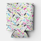 レトロ80年代90年代ネオンピンクグリーンブルーイエロードードル 缶クーラー (正面)