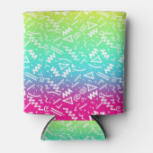 レトロ80年代90年代ネオンレインボースケッチドードル 缶クーラー (正面)