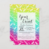 レトロ80年代90年代ネオンレインボースケッチドール 招待状 (正面/裏面)