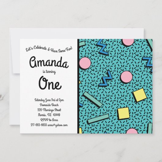 レトロ80年代90年代ヴィンテージメンフィス誕生会 招待状 (正面)