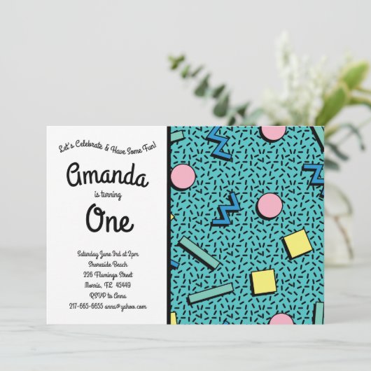 レトロ80年代90年代ヴィンテージメンフィス誕生会 招待状 (スタンド正面)