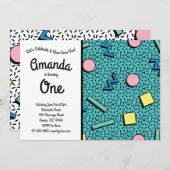 レトロ80年代90年代ヴィンテージメンフィス誕生会 招待状 (正面/裏面)