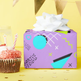 レトロ80幾何学模様パターン（の模様が）ある ラッピングペーパー