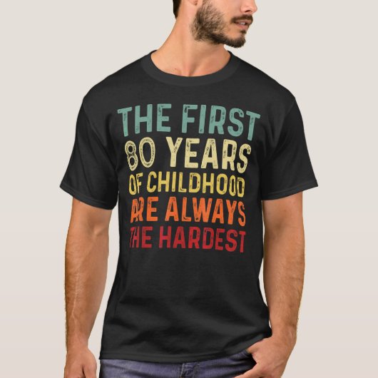 レトロ80歳メンズことわざ80th誕生日 tシャツ (正面)